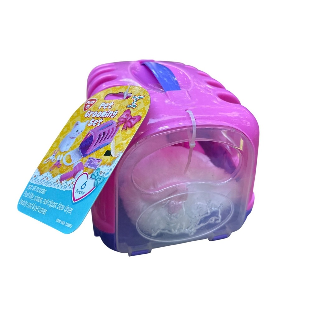 Play Go Pet Grooming Set 6 Piece Plush Kitty Cat Carrier Accessories Toy 3388G